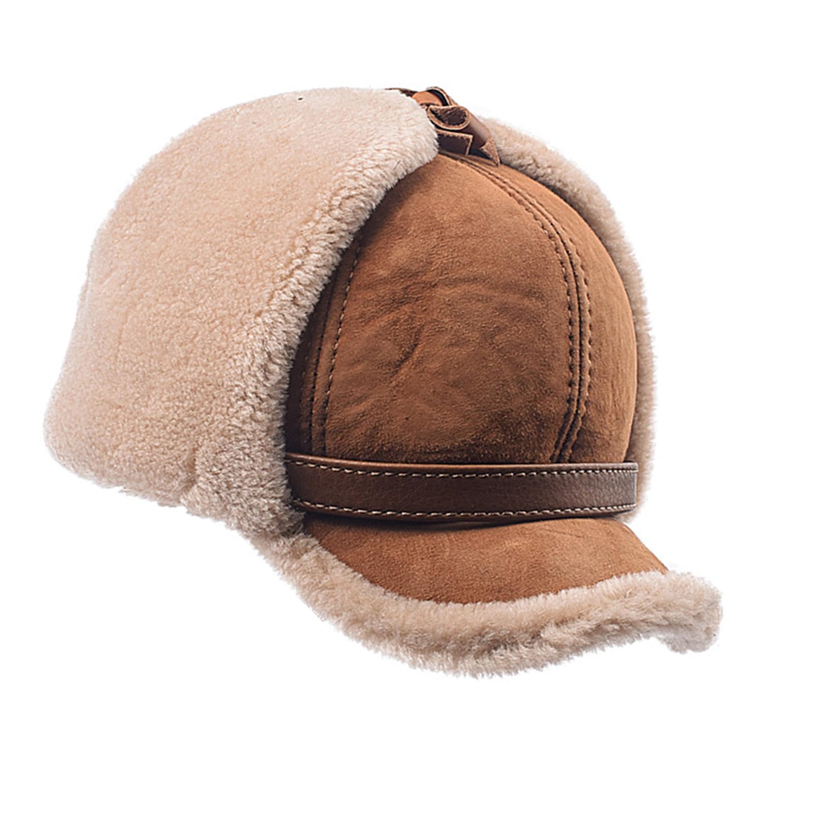 Gorro de lana de oveja gruesa térmica, unisex, para deportes al aire libre, cómodo protector de oídos, béisbol, nieve, senderismo, gorro