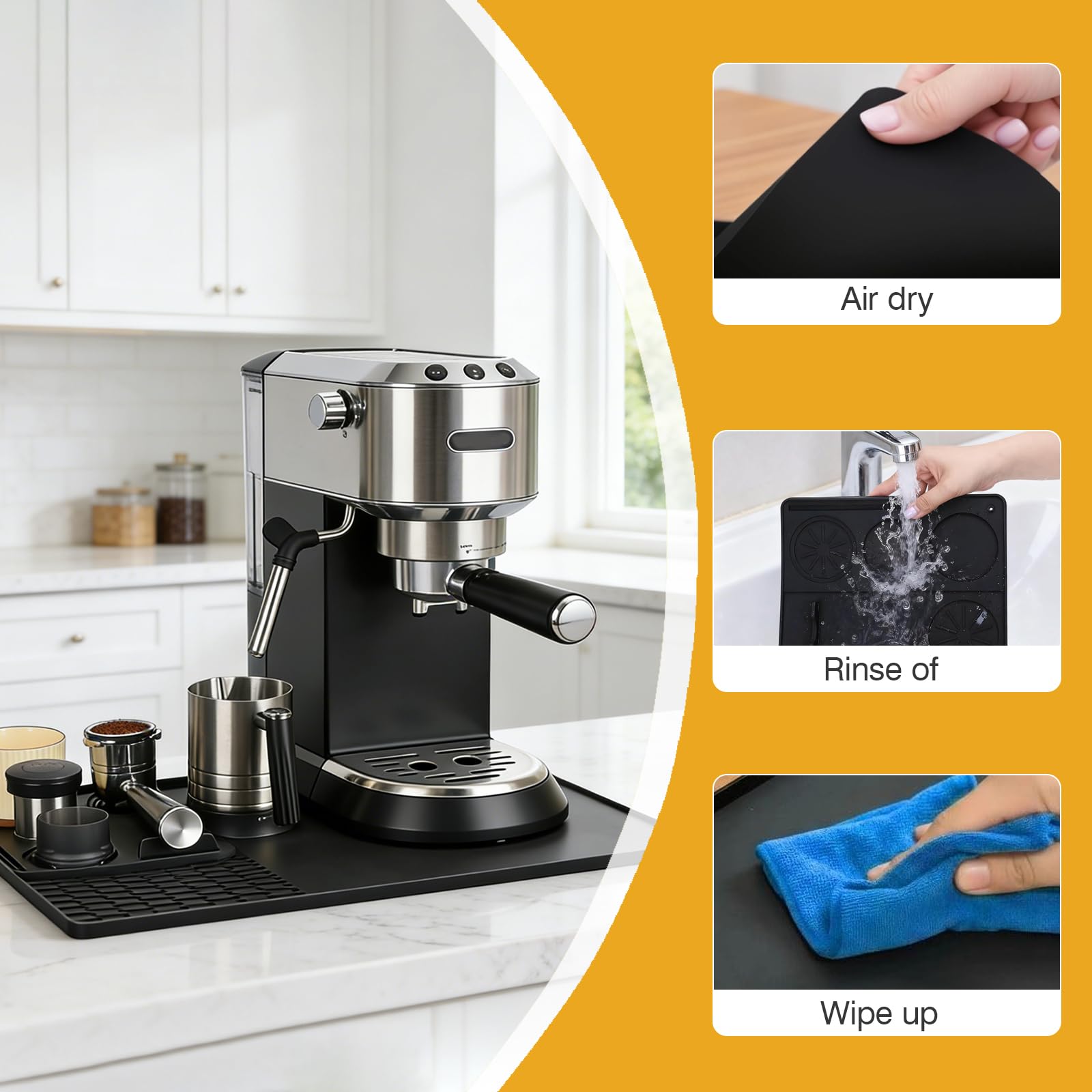 2 en 1 base para cafetera, alfombrilla de silicona con borde convexo, alfombrilla de café de silicona antideslizante, accesorio para barra de café Ninja Luxe Cafe
