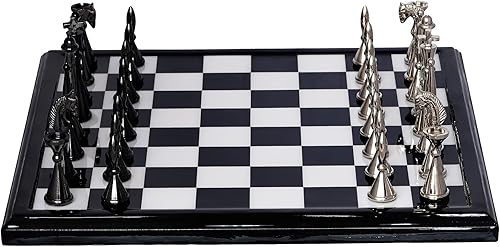 Miniatura 4 de Minnar - Juego de ajedrez de latón coleccionable de alta calidad de 12 pulgadas para adultos y niños, juego de mesa de ajedrez