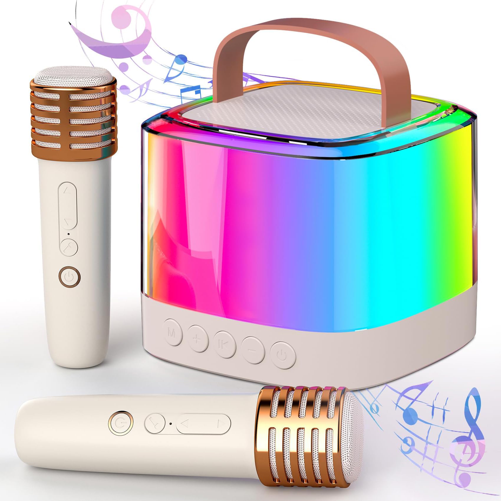 Tixahi Karaoke Machine for Adults and Kids,Portable Karaoke Machine with 2 Wireless Bluetooth Microphones, Parties with Carrying Handle/Echo/Vocal Cut,Support TF/USB/AUX