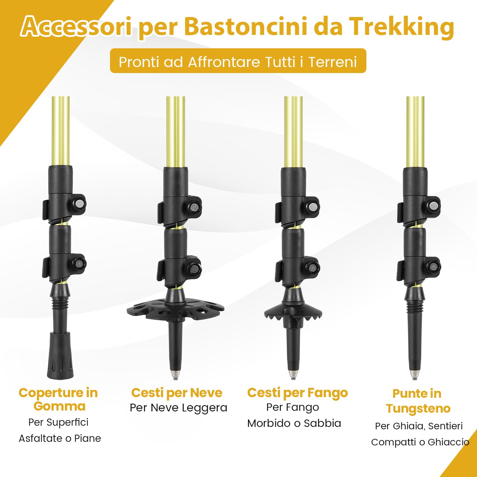 COSTWAY Racchette da Neve per Bambini 28-37, Bastoncini da Trekking Telescopici 51,5-100 cm con Punte in Tungsteno, Dischi Neve e Dischi Fango, Ciaspole da Neve con Legatura a Cricchetto e Borsa