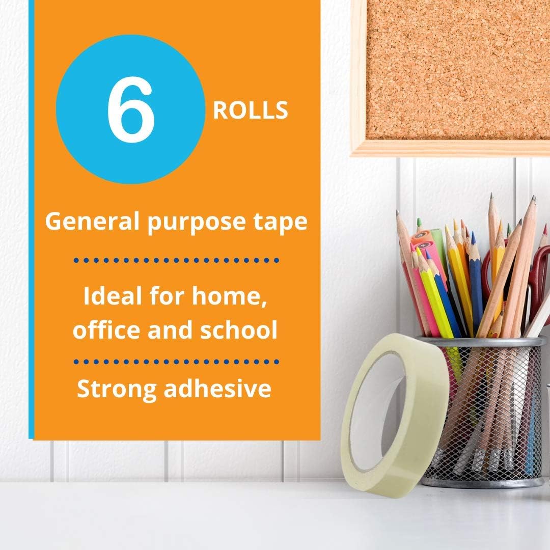 GTSE Premium Clear Tape, 1 inch x 217 feet, Strong Transparent Gift Wrap Tape for Home, Office, 6 Rolls, 3" Core : Office Products