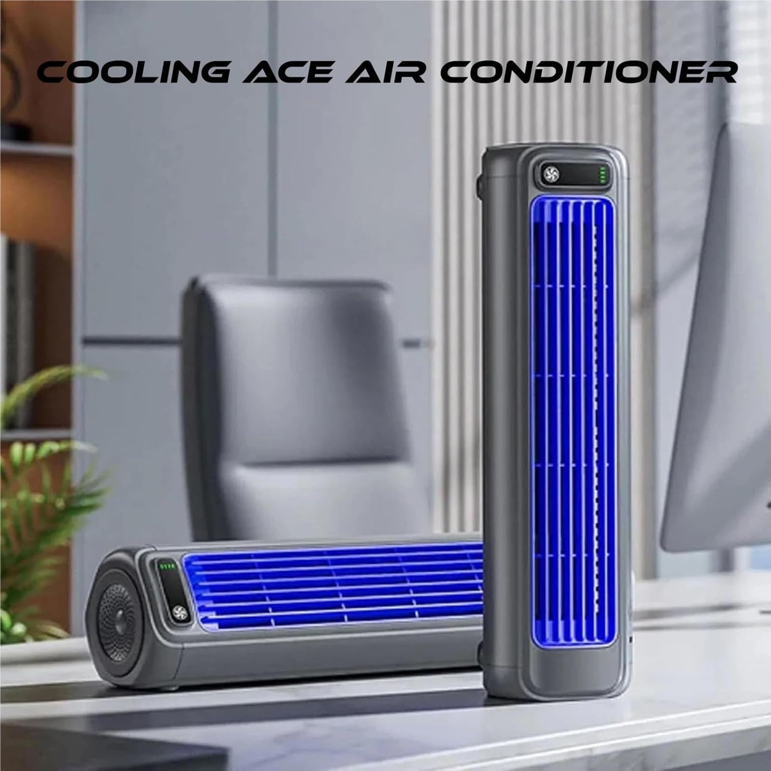 Aire acondicionado portátil, ventilador de refrigeración con 3 velocidades y pantalla táctil LED, aire acondicionado de carga USB para dormitorio, escritorio, hogar, habitación, oficina