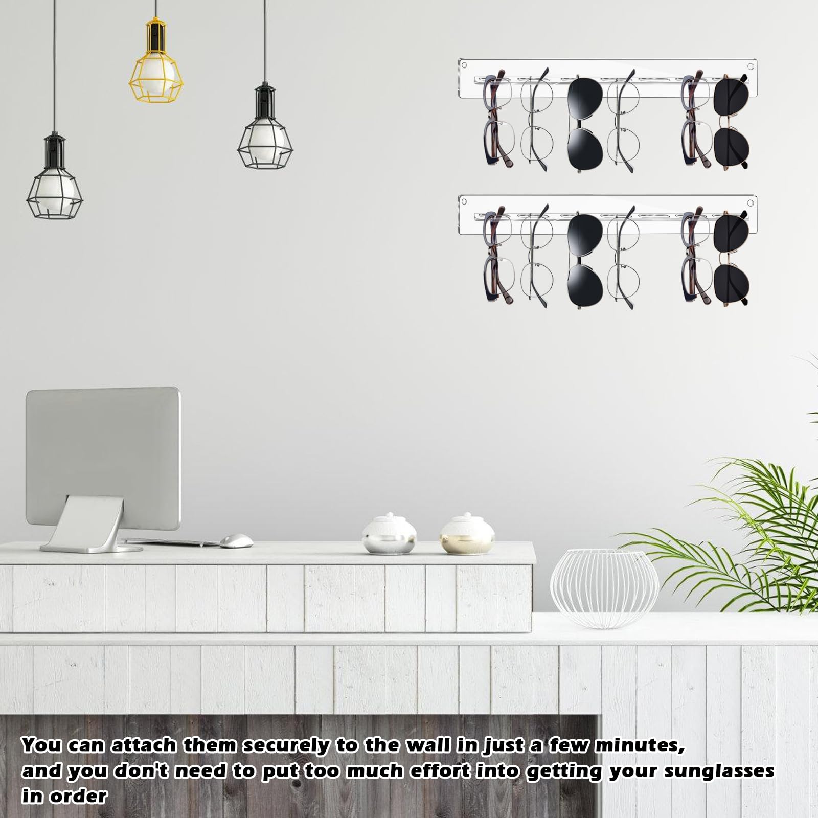 Organizer da Parete per Occhiali da Sole: 3 pezzi Organizer per Occhiali da Sole in Acrilico, Porta Occhiali da Sole da Parete per 7 Paia di Occhiali, Decorazione per La Casa Display Porta