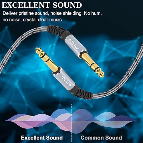 Miniatura 6 de JOLGOO Cable de guitarra de 14 de pulgada, cable de 20 pies recto a ángulo recto de 14 de pulgada 0.250 in, cable de instrumento de teclado de bajo,