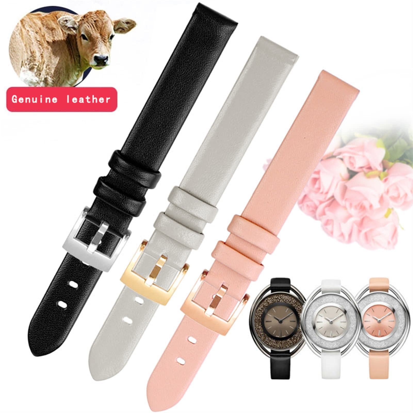 Correa de Cuero Genuina para Swarovski 5158517/5158544/5158972 Watchaccesorios Pulsera de Moda de 12 mm Watry Watch Femenina