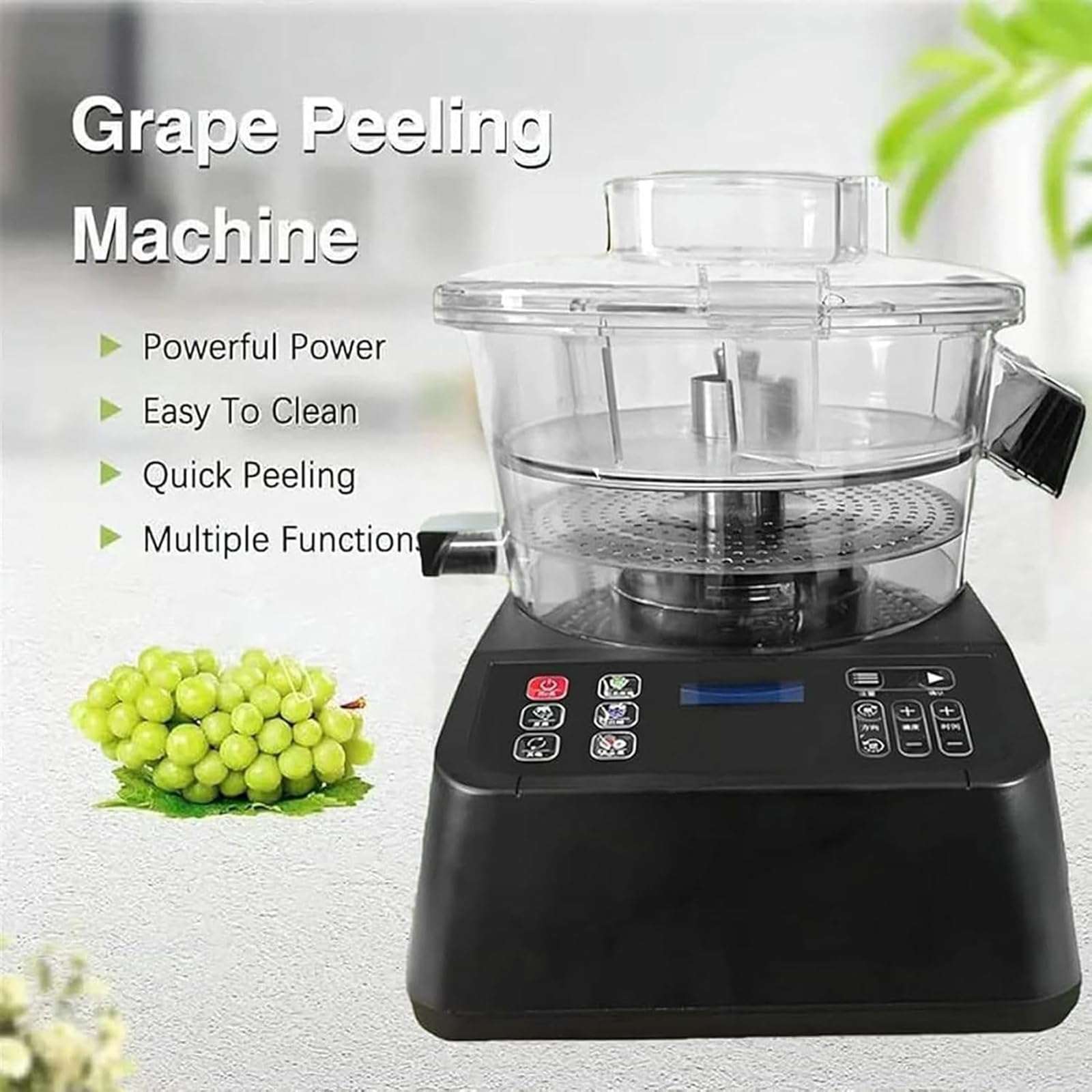 Peladora eléctrica de frutas, peladora comercial de tomate cherry de 85 W, 6 ajustes de velocidad, rotación bidireccional, diseño extraíble para una fácil limpieza