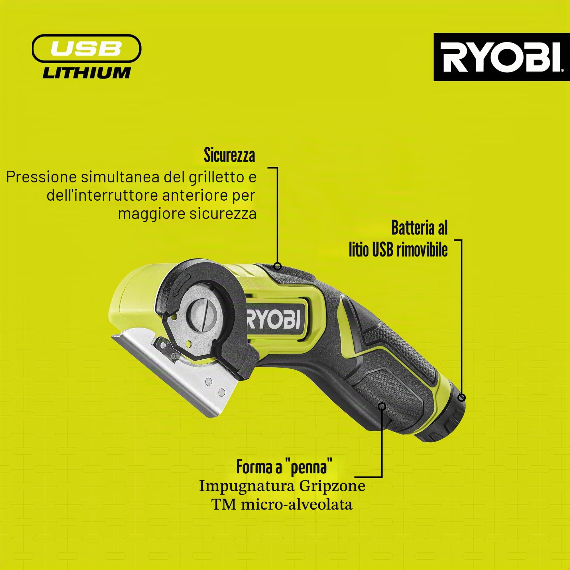 RYOBI mini-sega al litio 4V USB - Lama da 38 cm - Senza batteria o caricatore - RCT4-0