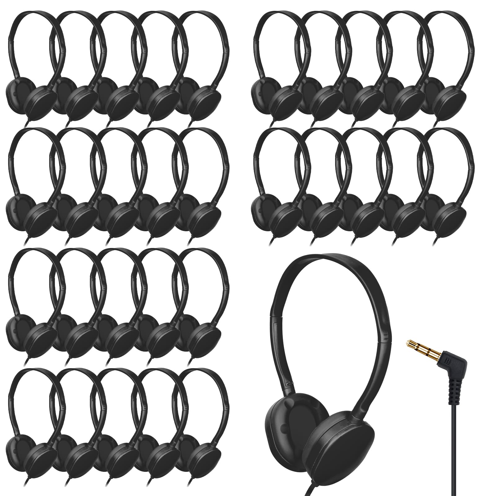 black wired headphones bulk pack for kids school