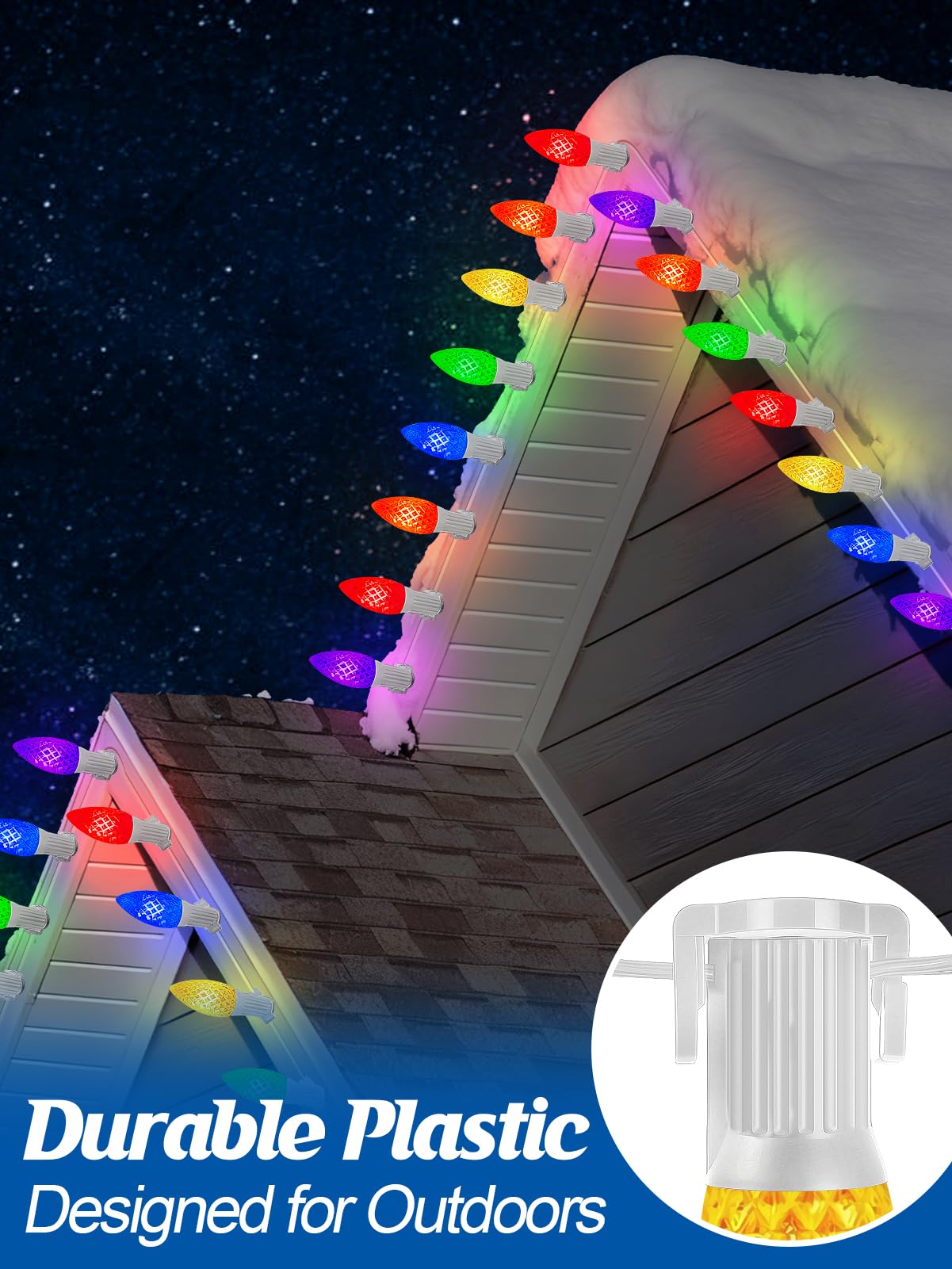 Aulock 50 clips magnéticos fuertes de luz de Navidad C9 – Ganchos de cadena de luces navideñas para canalones de Navidad al aire libre, techos de acero