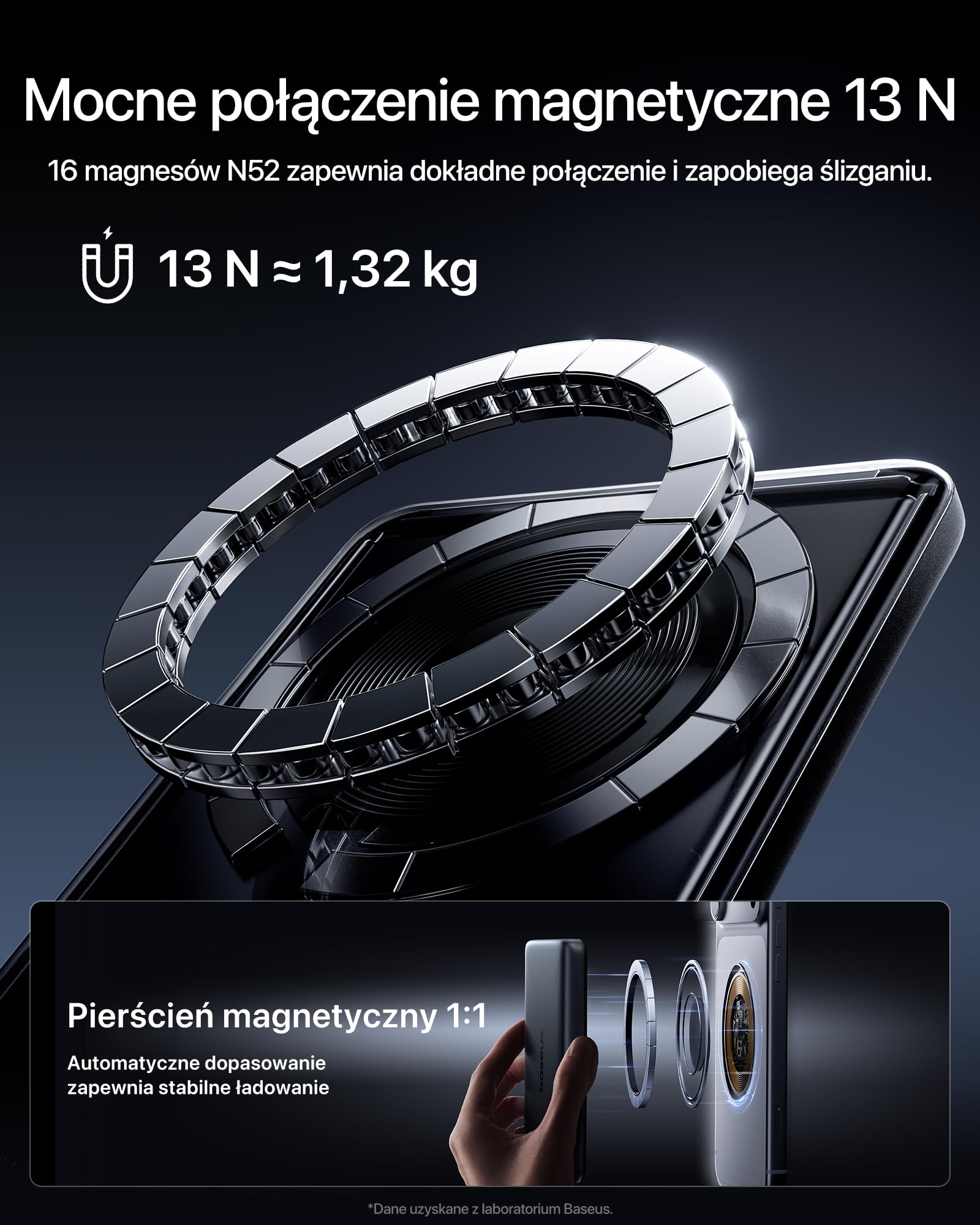 Baseus PicoGo AM52 Power bank, Qi2.2 Magsafe Powerbank 10000 mAh, ultraszybkie ładowanie bezprzewodowe 25 W, szybkie ładowanie PD 45 W, magnetyczna bateria zewnętrzna do iPhone'a 17/16 Pro Max, czarna