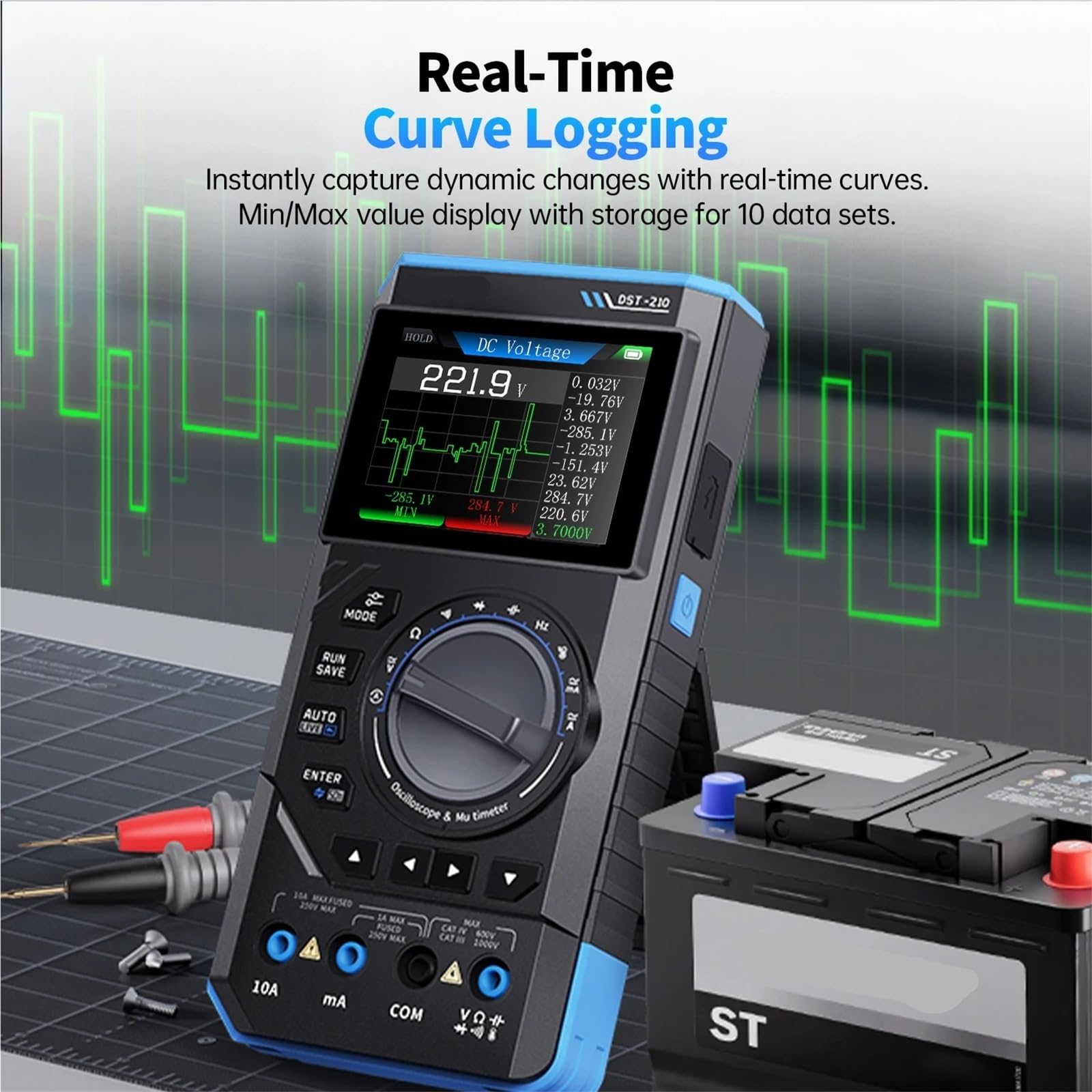 Oszilloskop-Multimeter DST-210 Und 3IN1 Digitalmultimeter Oszilloskop Signalquelle 19999 Zählt 10 MHz/1 MHz Tragbare Elektrikerwerkzeuge,zur Messung(DST-201)