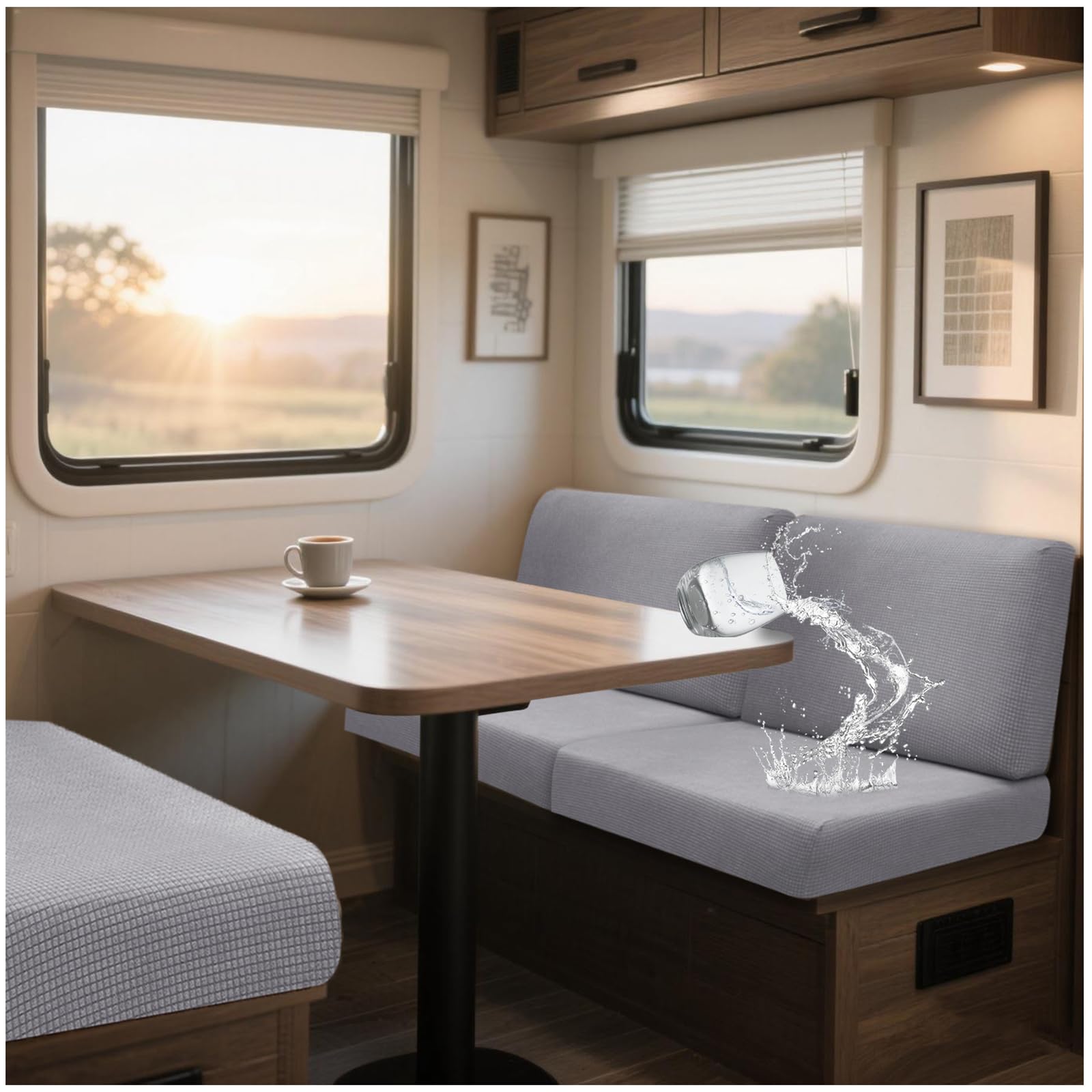 NNSMUN Bezüge Für Wohnwagenpolster Jacquard, rutschfeste Wohnmobil Sitzpolster Bezug Mit 2 Cord Wasserdichtes, Sofa Sitzkissenbezug Für Schonbezug Wohnwagen Polster (Light Gray,L 65-95cm,W 65-95cm)