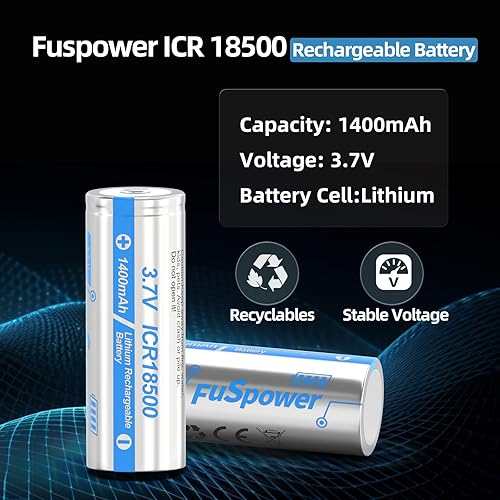 Miniatura 2 de 18500 ICR 18500 - Batería recargable de iones de litio 18500 3.7V 1400mAh para luces solares, luces de jardín, paneles de sistema de seguridad,