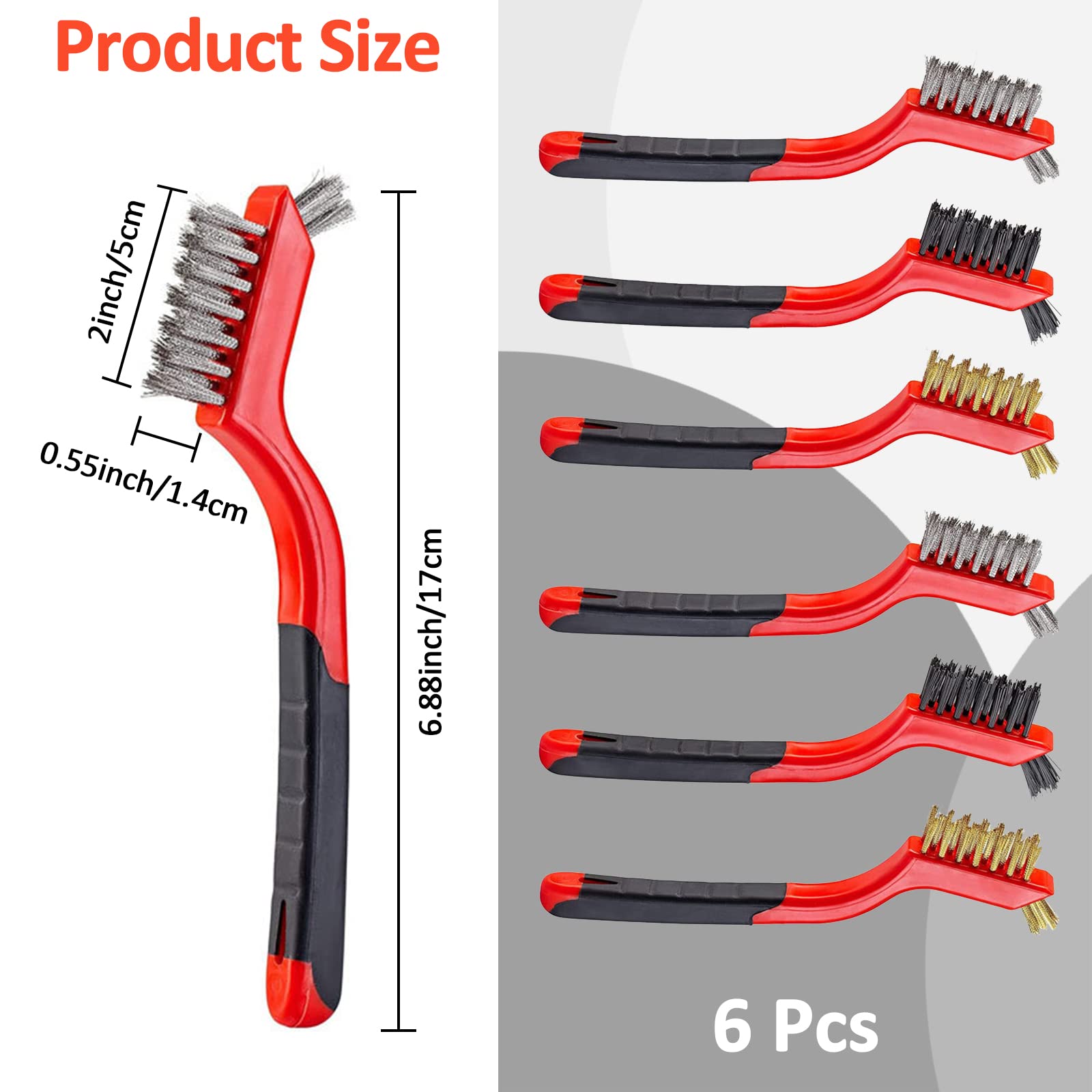 Set 8 Spazzole In Acciaio Per Pulizia - Con Manico, Per Metallio, Legno, Plastica, Setole Resistanti - Foto 2