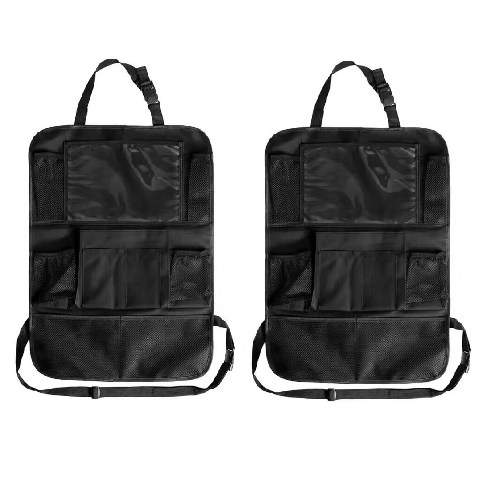 GpahrrDnij Car Seat Organizer Backseat, Automotive Seat Back Organizer, Vehicle Backseat Hanging Storage Pocket, Multipurpose Car Travel Road Trip Essentials Accessories for Kids & Adults (Black 2PC)