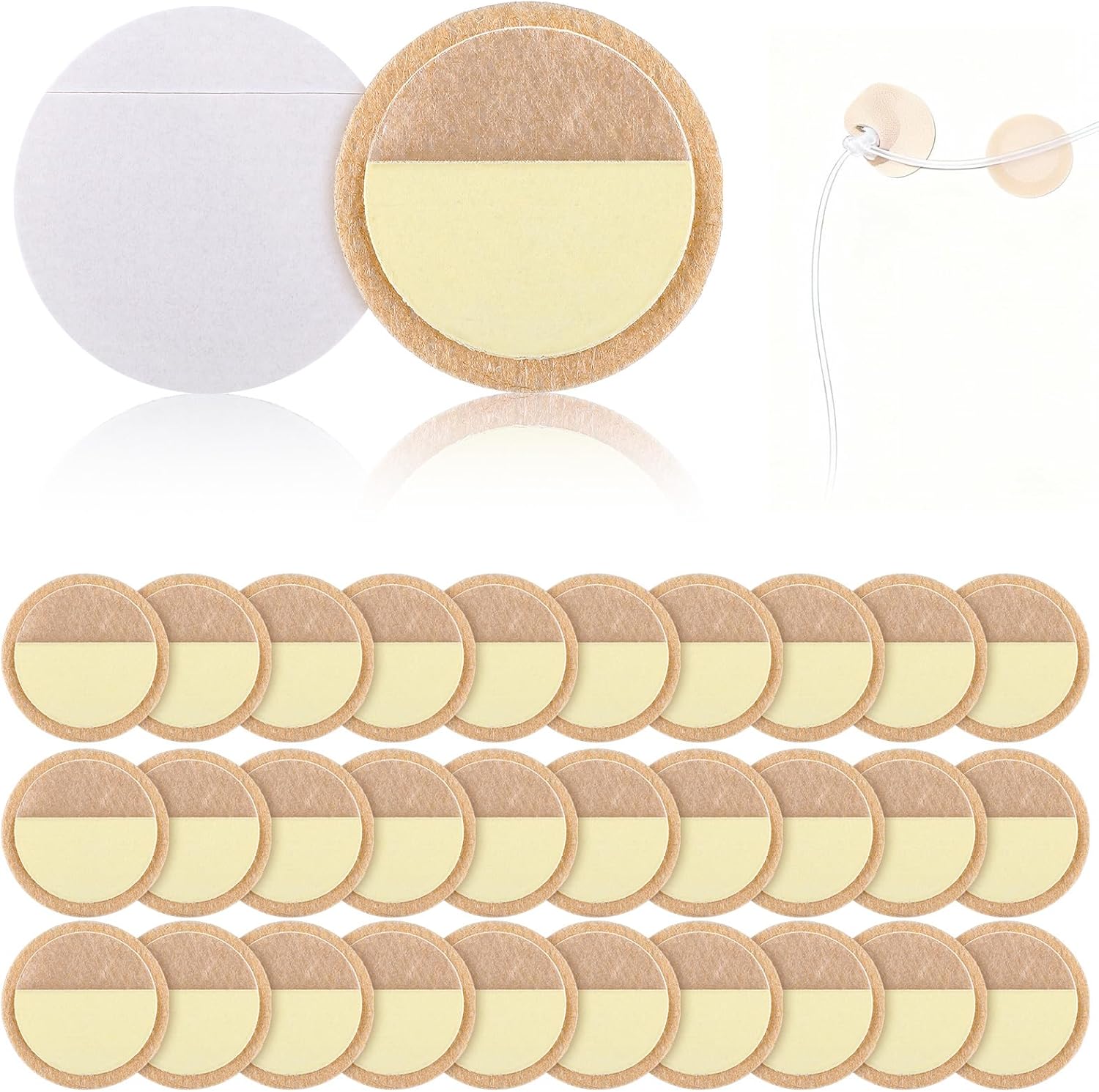 Nuanchu 30 Pair Gentle Adhesive Grip Tubing Skin Fixation Gentle Adhesive Grip Nasal Cannula System Beige Adhesives Pads for Secure Cannula Tubing Hold Skin Friendly CPAP Oxygen Accessories