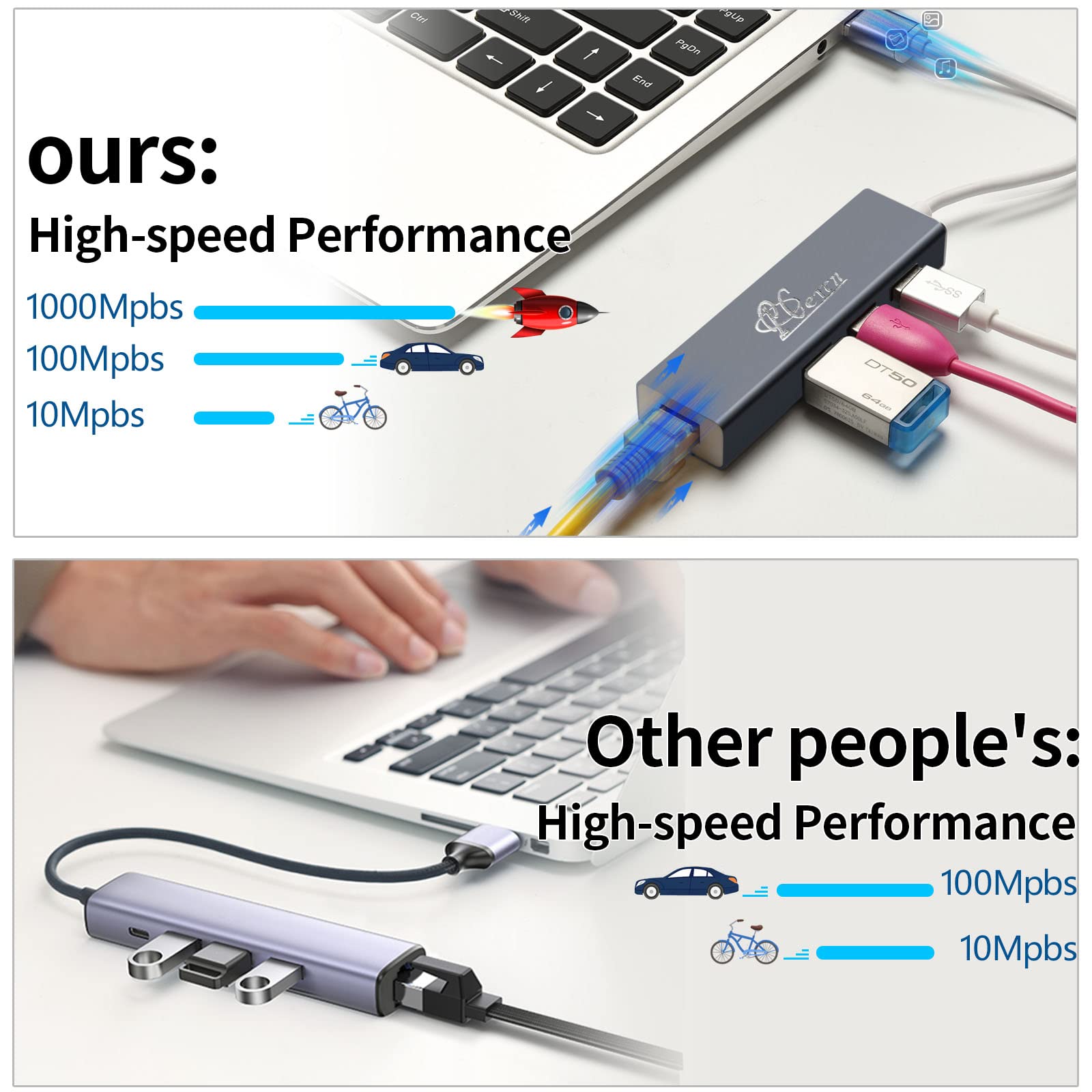 Amazon Basics B07V3G97KZ Adattatore USB 3 a 3.0 porte con porta RJ45 Gigabit Ethernet Manuale di