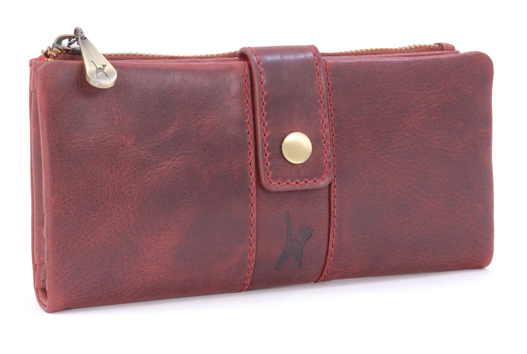 Catwalk Collection Handbags - Grande Portafoglio Donna in Pelle - Portamonete Per Smartphone e 14 Carte di Credito - RFID Protezione - Fiona - Rosso
