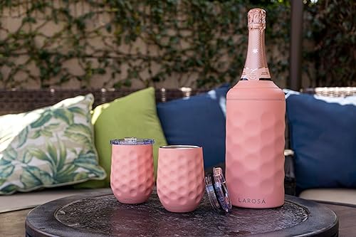 Miniatura 4 de Juego de caja de regalo, enfriador de vino con 2 vasos de vino sin tallo, ideas de regalo para entusiastas del vino y champán, juego de regalo para