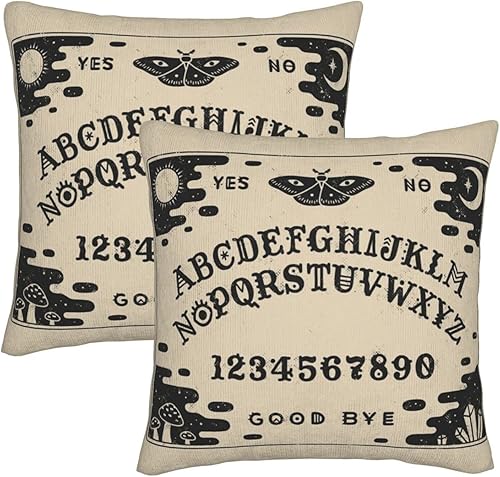 Mahito Paquete de 2 fundas de almohada vintage Magic Ouija Spirit Board Black Funda de almohada decorativa de terciopelo suave para decoración del