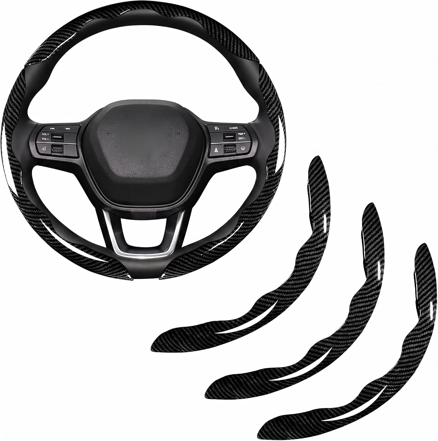 Carbon Fiber Steering Wheel Cover 3pcs Segmented Car Steering Wheel Cover