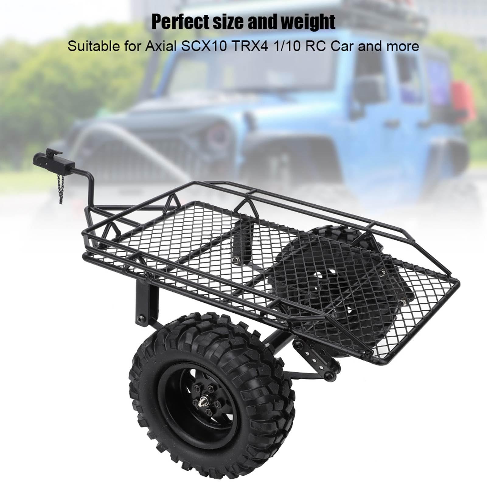 HERCHR Przyczepa RC, 1/10 RC Samochód Metalowy Wiadro Przyczepa Symulacja Trailing Holing Behind Car Cargo Carrier Zestaw DIY do Axial D90 SCX10 CC01 Crawler Upgrade Parts