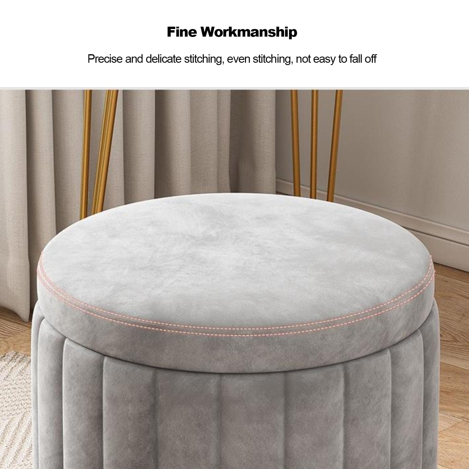 Pouf Contenitore Rotondo in Velluto, Sgabello Moderno con Poggiapiedi E Coperchio Rimovibile, Sgabello Imbottito per Ingresso, Soggiorno, Camera da Letto,Verde