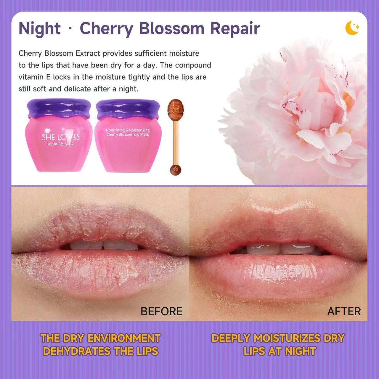 Natural Lip Plumper - Máscara labial mágica, bálsamo para rellenar los labios con cera de abejas y vitamina E, DEROL Lip Plumper, uso diurno y nocturno para labios más llenos, más suaves y grandes 3