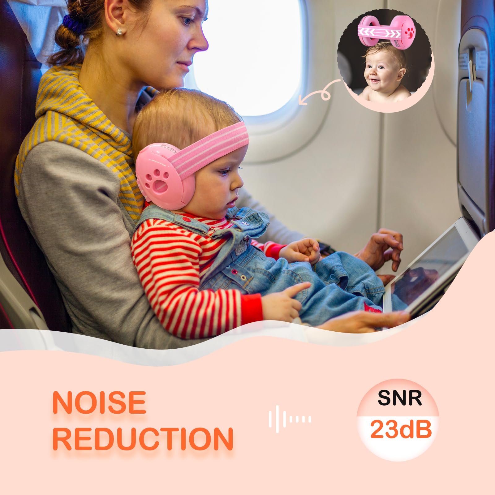ZOHAN 001 Ear Defenders Baby 3-36 months Earmuffs Noise Cancelling Infant Adjustable Headband for Toddlers Comfort Headphones Against Hearing Damage - Image 2