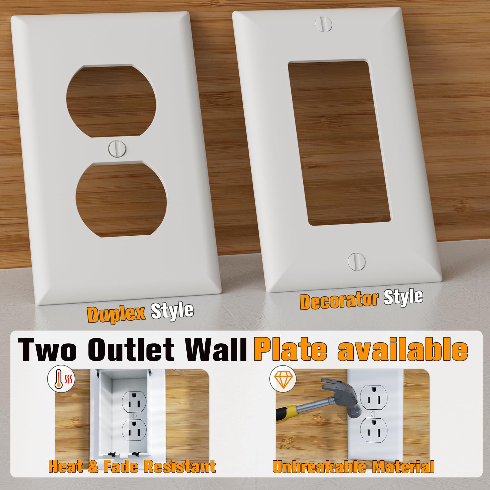 DBVS1C-1 Boîte de prises électriques à profil bas – Kit de plaque murale pour revêtement en vinyle – Lot fermé résistant aux intempéries avec couvercles de style duplex et décorateur, 1 bande
