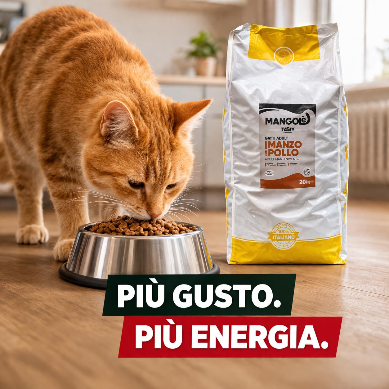 Mangolè Tasty Cat Adult Manzo Pollo 20 kg Croccantini per Gatti Adulti Alimento Completo con Taurina e Proteine Animali 27% Made in Italy