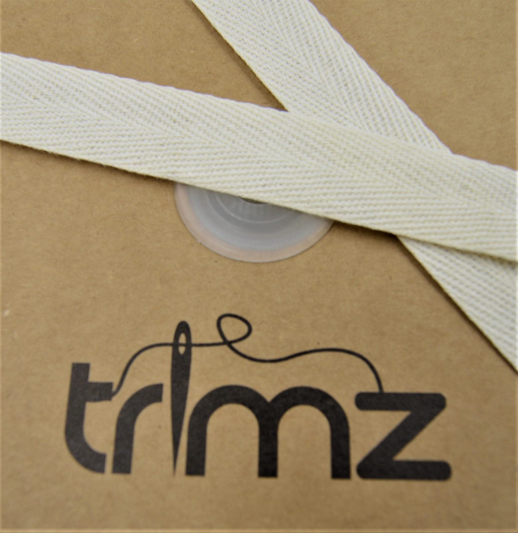 15mm x 10m: Trimz Natural Cotton Herringbone Tape 15mm x 10m | Multipurpose Craft Ribbon | Sewing, Crafting, Textile Design