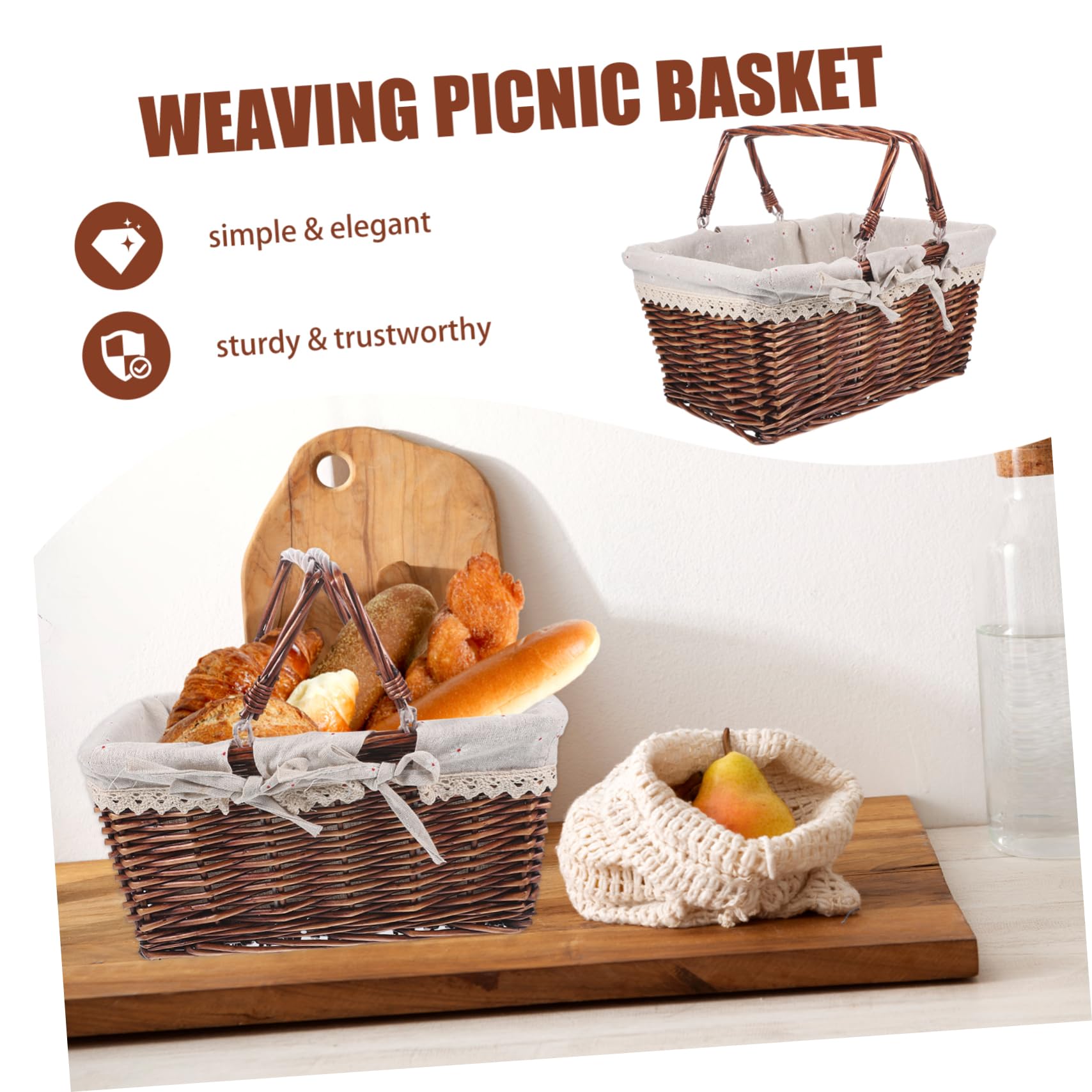 Nihcora Rattan Korb Mit Deckel - Hausförmiger Aufbewahrungskorb Für Picknick & Deko