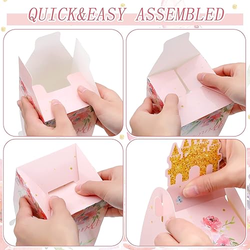 Miniatura 4 de 50 cajas de regalo de castillo de princesa rosa cajas de regalo de castillo de princesa rosa suministros de fiesta temática de princesa para