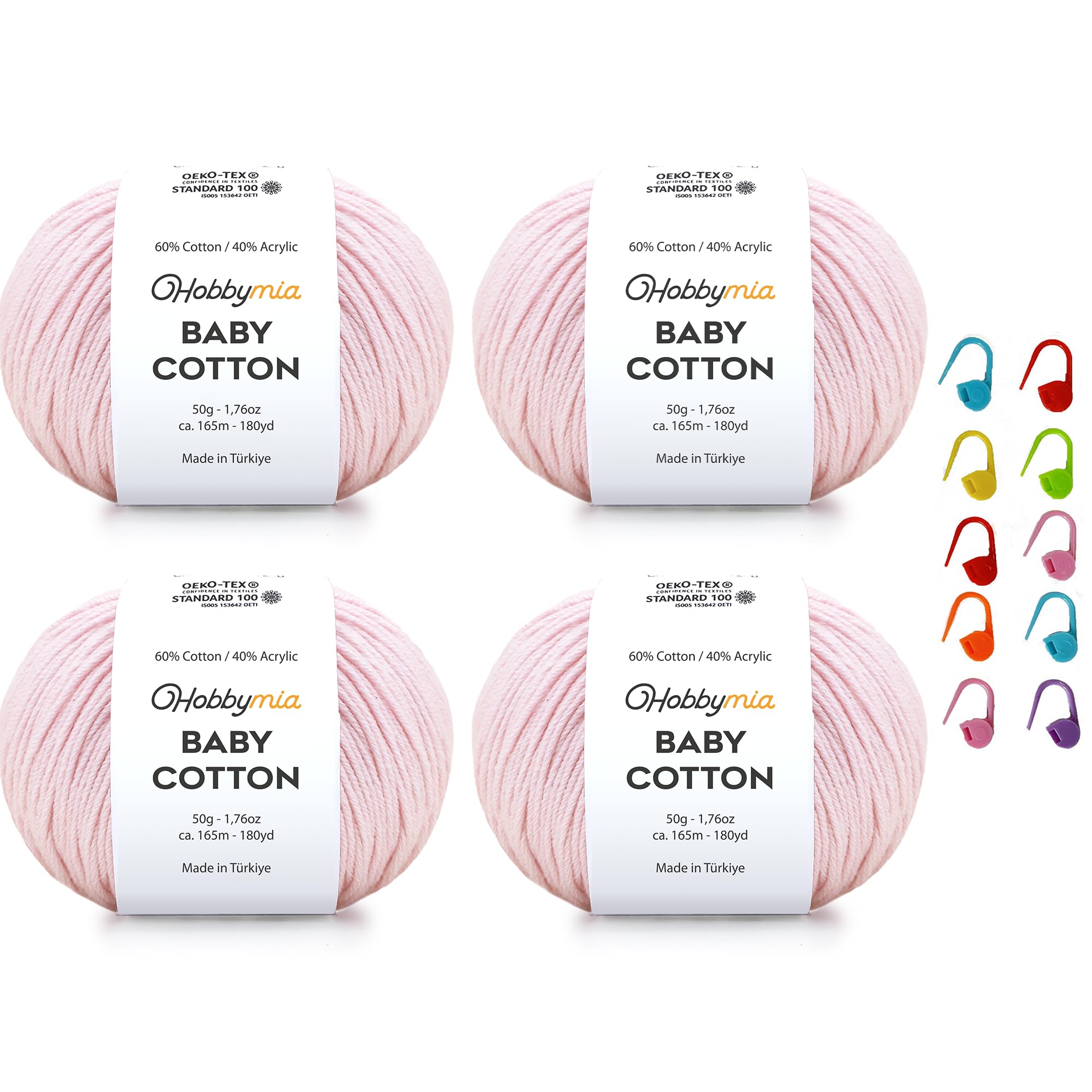 Baby Cotton Blend Yarn – Soft Sport Weight Yarn for Crochet & Amigurumi - 50g/180yds - 60% Cotton 40% Acrylic - Ideal for Baby & Knitting Proj.(Neon Green, 1 Ball) — view 99