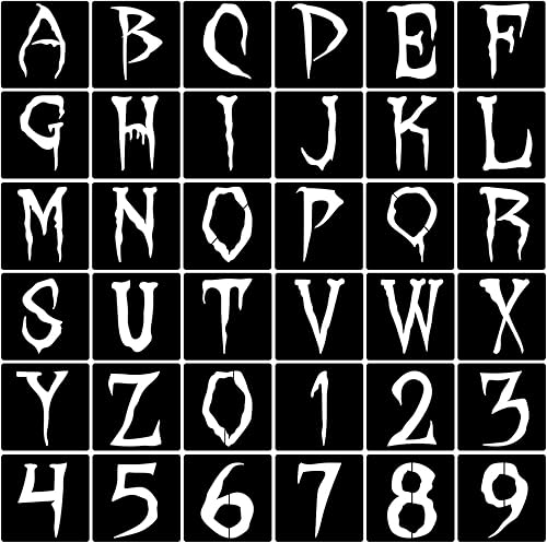 36 plantillas de letras de Halloween, plantillas reutilizables de números de Halloween, plantillas del alfabeto para pintar sobre lienzo de madera,