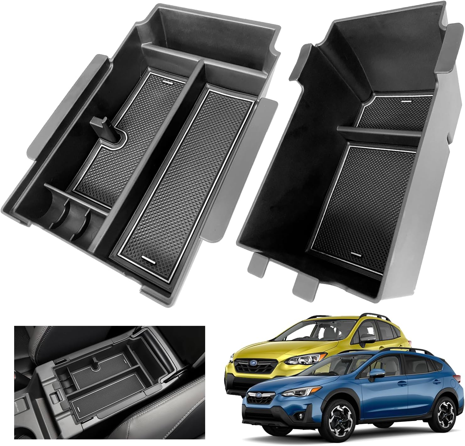 2024 Crosstrek Center Console Organizer Tray for 2024 2023 Subaru Crosstrek 2024 Impreza Center Armrest Storage Box for Crosstrek 2024 Accessories Imprez Storage Box (Double Layer)-White