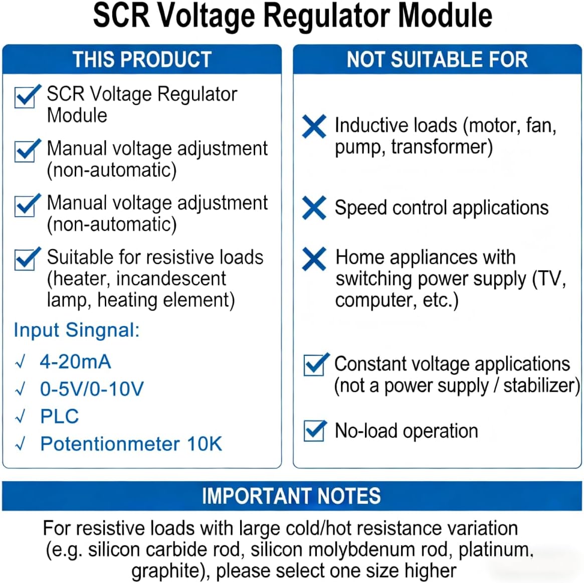 SCR-40A 220VAC Single Phase Voltage Regulator Power Controller Module 0-10V 4-20mA 1-5V Potentiometer