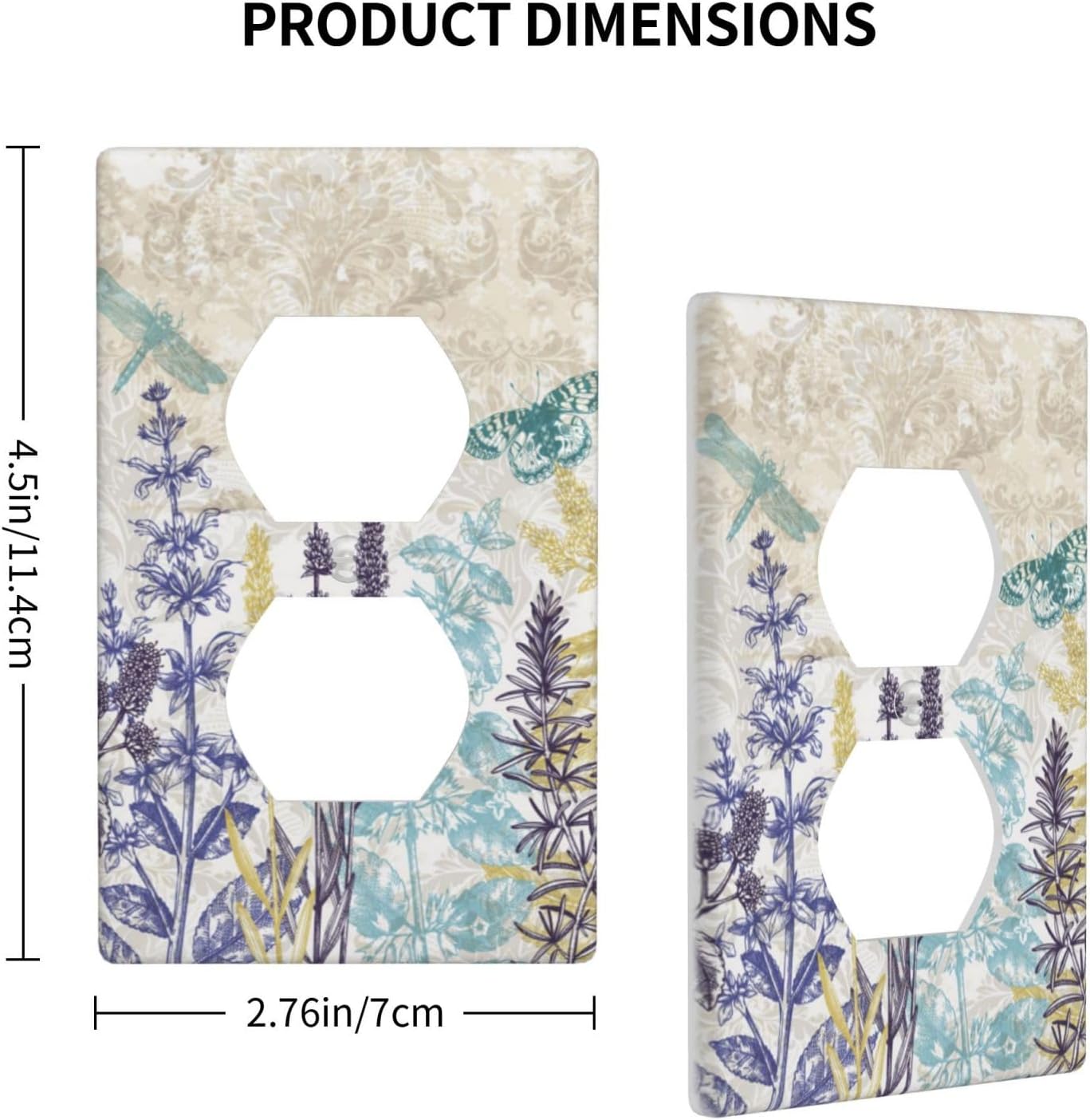 Vintage Flower Dragonfly Butterfly Single Duplex Light Switch Plates And Outlet Covers Decorative Electrical Wall Plate Receptacle Switchplate Decorate Plug Cover For Bathroom 4.5 * 2.76 Inch