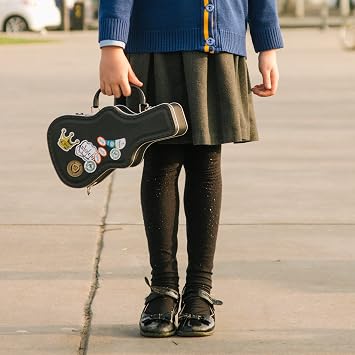 Suck UK Guitar Lunch Box | Vintage Metal Lunch Box For Kids | Guitar Shaped Case | Retro Rockstar Tin Case with Handle | Rockstar Lunchbox | Old School Lunchbox | Tip Jars For Musicians | Novelty Gift