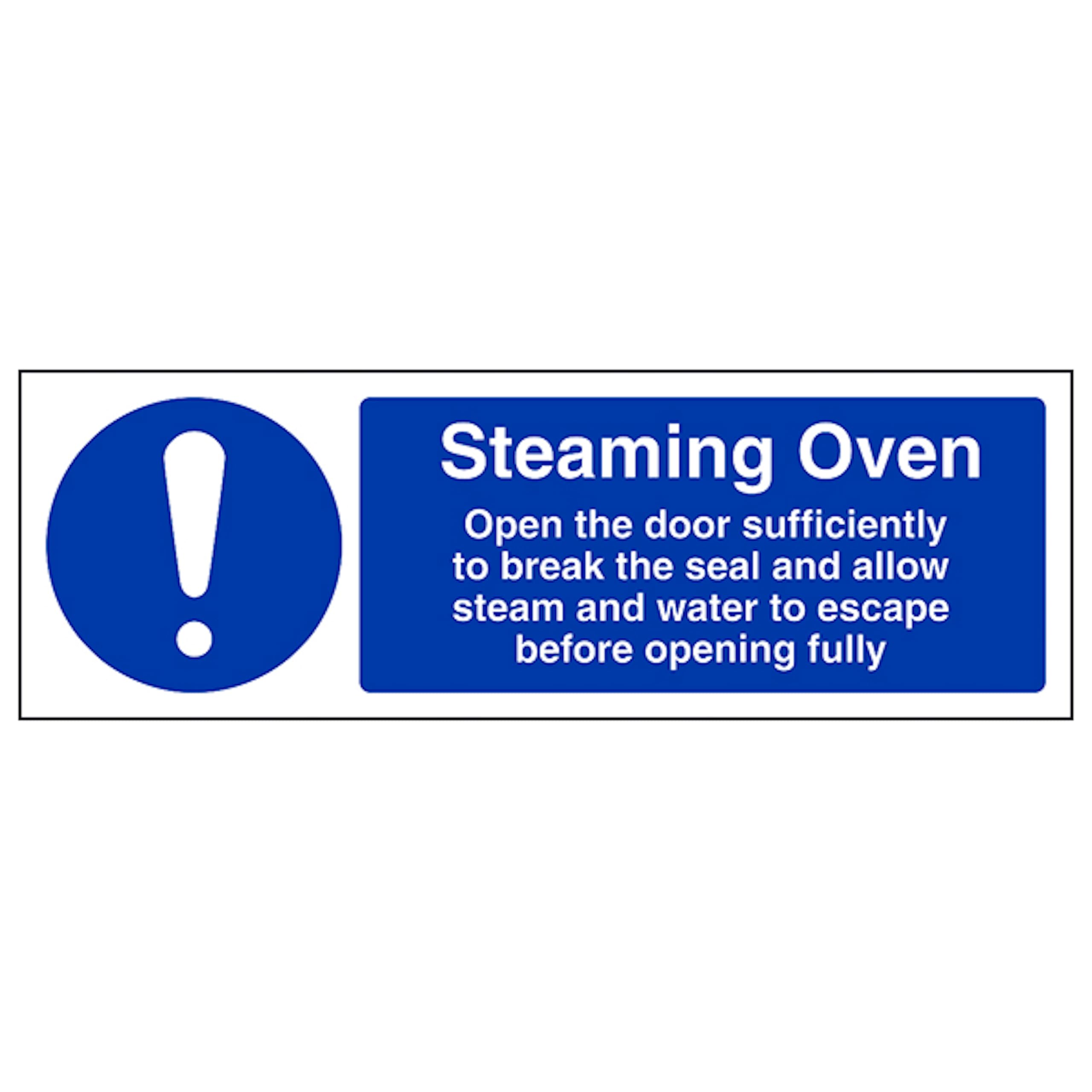 V Safety Steaming Oven - Landscape 300 x 100 mm - 2mm Super-Tough Rigid Plastic Safety Sign