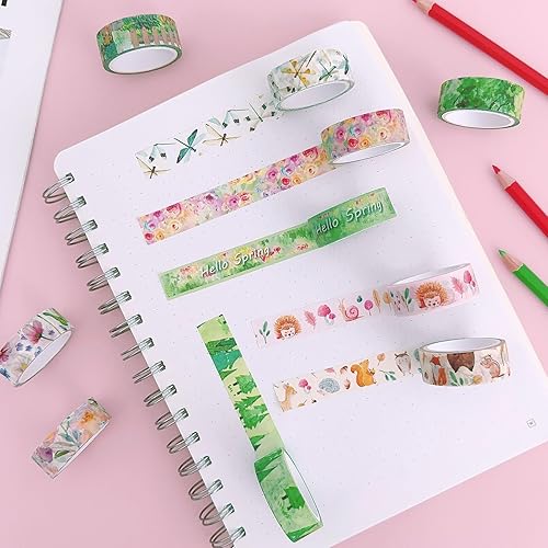 Miniatura 5 de allydrew Cinta decorativa Washi para álbumes de recortes, papelería, diario, fabricación de tarjetas (10 rollos), Hello Spring