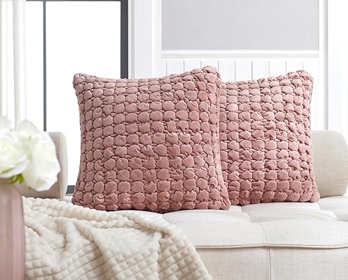 Vista 54 de Juego de 2 fundas de almohada bohemias de 18 x 18 pulgadas, fundas de almohada decorativas de estilo rural de terciopelo, fundas de cojín cuadradas