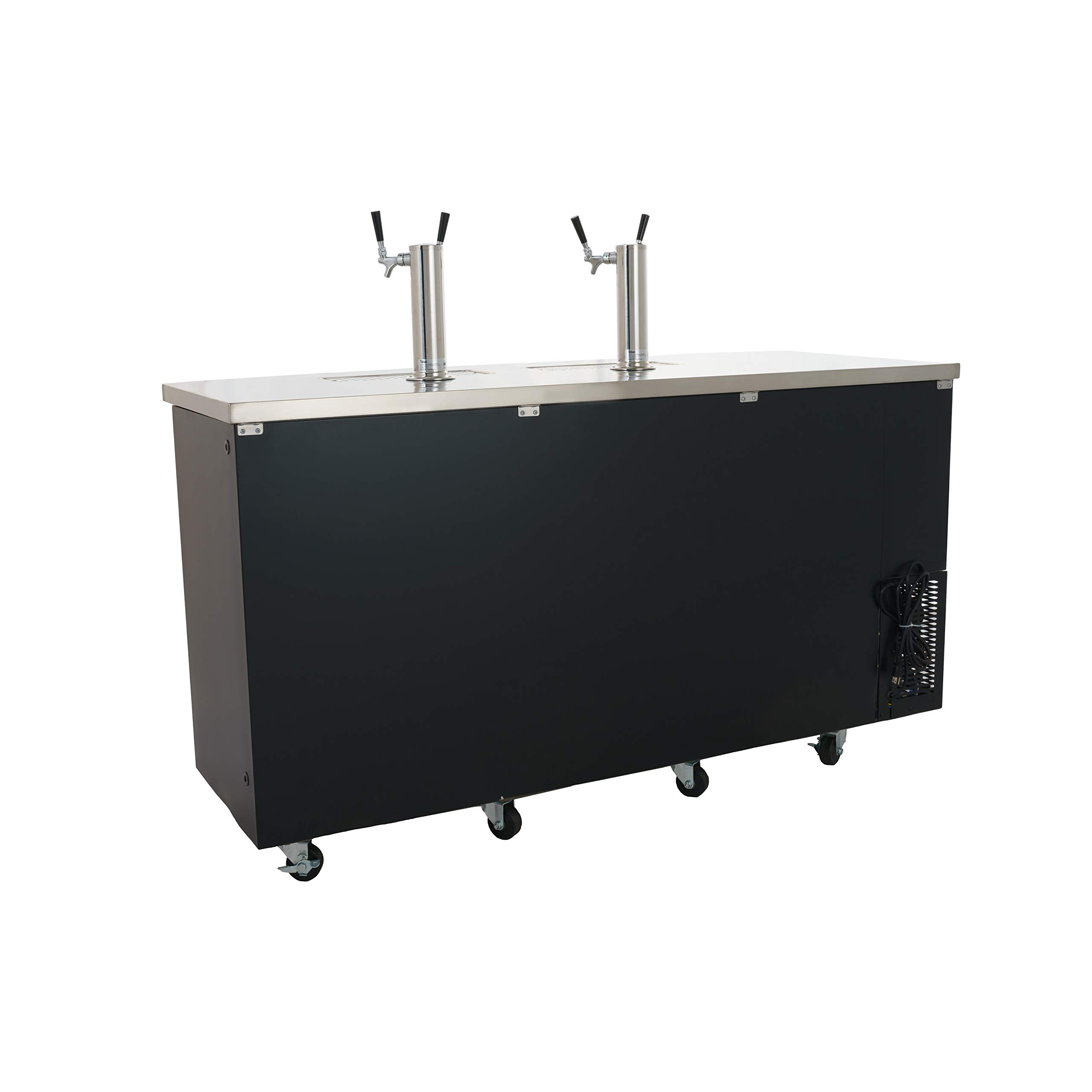 Peakcold 3 Door, 4 Tap Commercial Beer Dispenser - Double Tower Keg Cooler - Kegerator; 72" W on Fridge.com - View 3