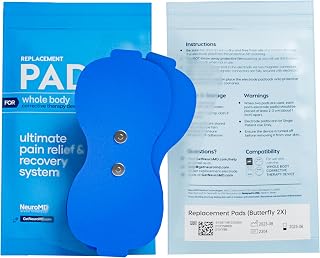 NeuroMD 2-Pack Butterfly Replacement TENS Unit Electrode Pads for Wireless Muscle Stimulator & Pain Relief - Reusable 30 Times | Snap-On Connector | Compatible to Whole Body Corrective Therapy Device