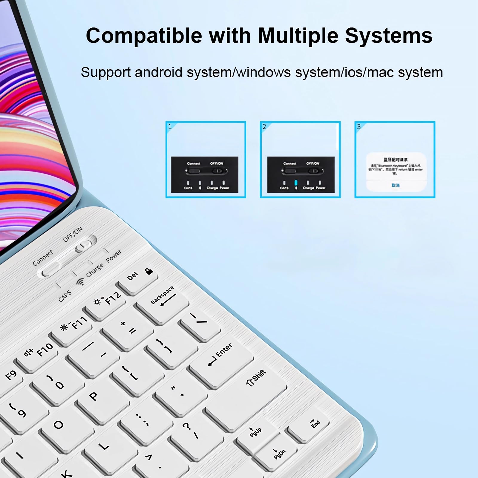 Etui z klawiaturą do Redmi Pad SE 11" 2023, Magnetyczna Odłączana Podświetlenia Klawiatura Bezprzewodowa z Myszą Bluetooth,Pink