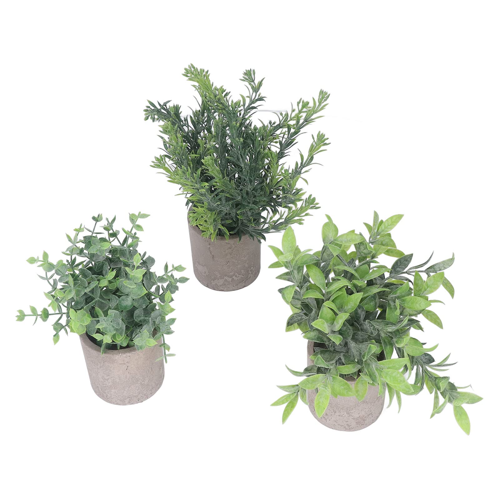 Paquete de 3 Plantas Artificiales de Eucalipto en Macetas de Plástico Falso Vegetación de Escritorio Decorativa Sin Necesidad de Riego para el Hogar Oficina Café Restaurant