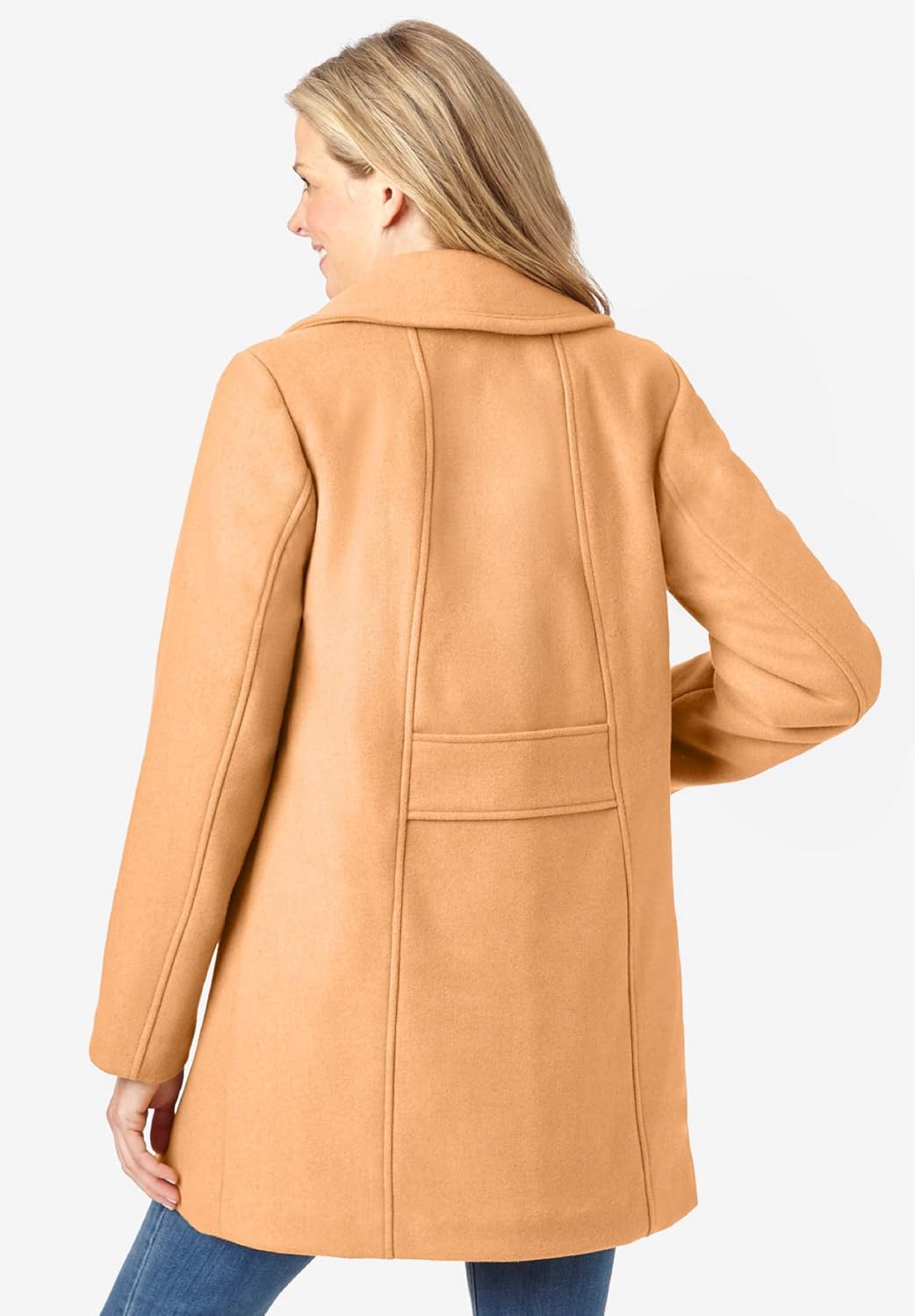 Woman Within Plus Size Wool-Blend Double-Breasted Peacoat - Image 2