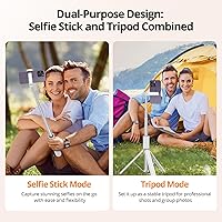 Vista 3 de ATUMTEK Trípode selfie stick de 62 pulgadas, trípode extensible de aluminio con control remoto Bluetooth recargable, compatible con teléfonos